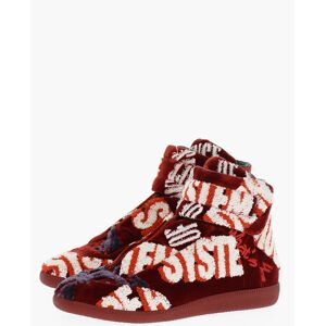 Maison Margiela MM22 Sneakers Alte in Velour Ricamate con Chiusura in Velcro taglia 43