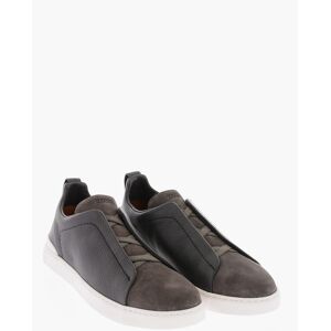 Zegna Sneakers TRIPLE STITCH in Pelle Martellata e Suede taglia 7