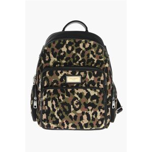 Dolce&Gabbana Zaino in Nylon Animalier con Tasche Esterne taglia Unica