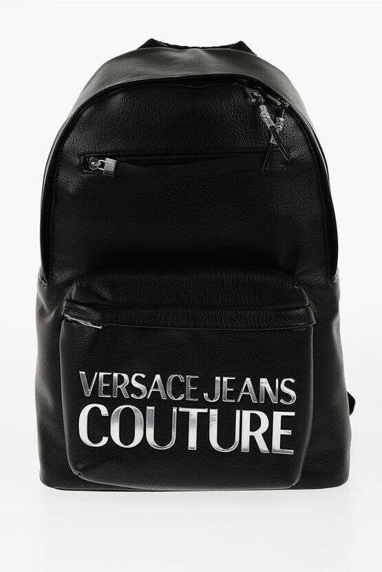 Versace JEANS COUTURE Zaino in Ecopelle Martellata con Logo Argentat taglia Un