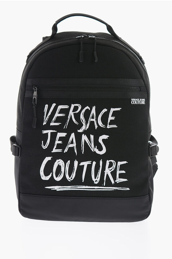 Versace JEANS COUTURE Zaino in Tela con Stampa Logo a Contrasto taglia Unica