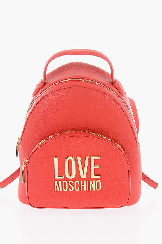 Moschino LOVE Zainetto in Ecopelle Martellata con Logo-Placca Dorato taglia Uni