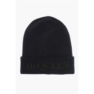 Alexander McQueen Beanie in Cashmere a Tinta Unita con Logo Ricamato taglia S