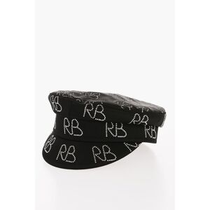 Ruslan Baginskiy Cappello Baker Boy in Raso con Monogram Strass All-Over taglia M