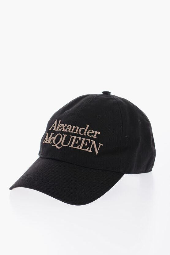 alexander mcqueen cappello da baseball stacked in twill di cotone con logo in taglia m