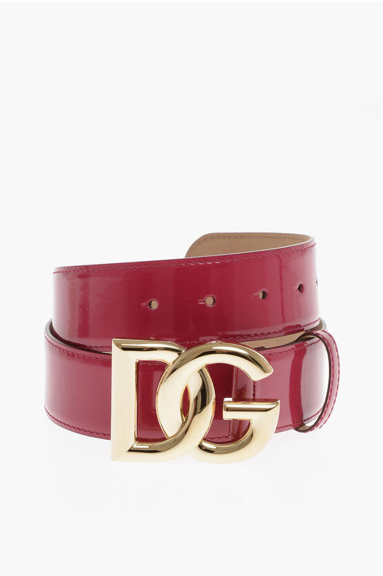 Dolce&Gabbana Cintura in Pelle Lucida con Fibbia Dorata 40mm taglia 95