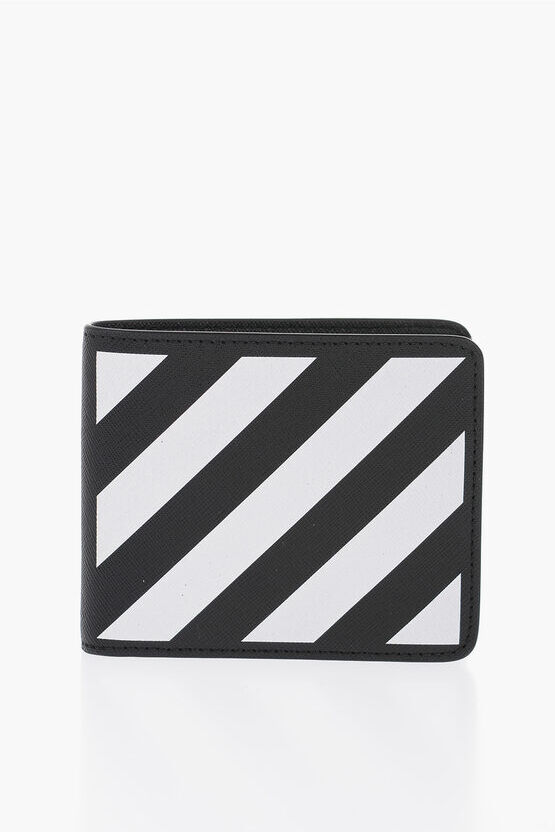 Off-White Portafoglio Bifold BINDER DIAG in Pelle Saffiano taglia Unica