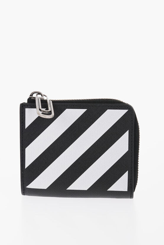 Off-White Portafoglio BINDER DIAG in Pelle Saffiano taglia Unica