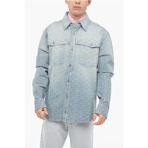 Balmain Camicia in Denim con Fantasia Logo All Over taglia 50