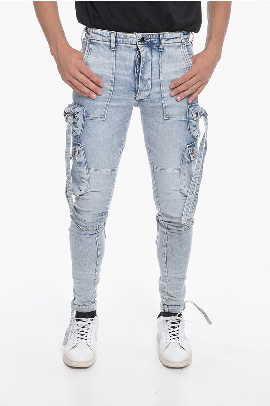 Amiri Jeans Cargo TACTICAL in Denim Lavaggio Chiaro 14cm taglia 38