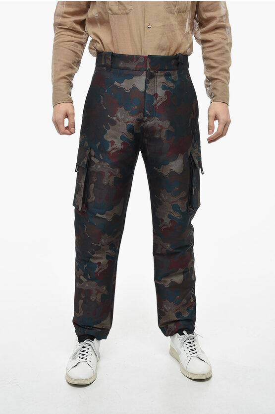 Christian Dior Pantaloni Cargo Camouflage con Logo Patch sul Retro taglia 50
