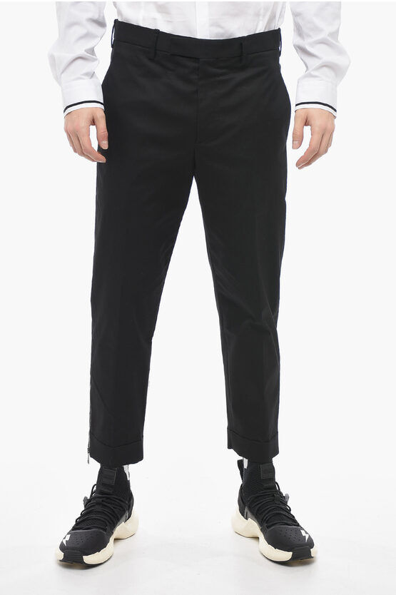 Neil Barrett Pantaloni JAMIE In Twill di Cotone Slim Fit con Zip Alla Cav taglia 52