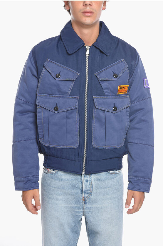 Diesel Piumino W-MANFRED in Denim con Logo Patch taglia Xxl