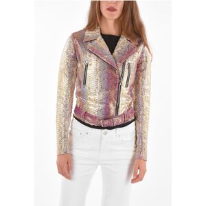 Philipp Plein COUTURE Chiodo PINK MOOD in Pelle di Pitone taglia L