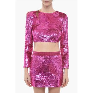 Retrofete Crop Top LEANNE a Maniche Lunghe in Paillettes taglia Xs