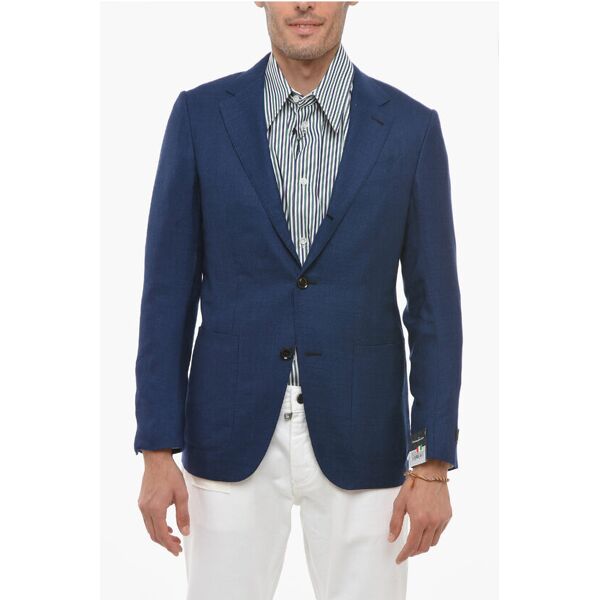 zegna blazer monopetto in misto cashmere con tasche a toppa taglia 46