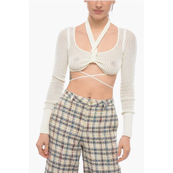 andreĀdamo crop top fishnet in misto viscosa taglia xs