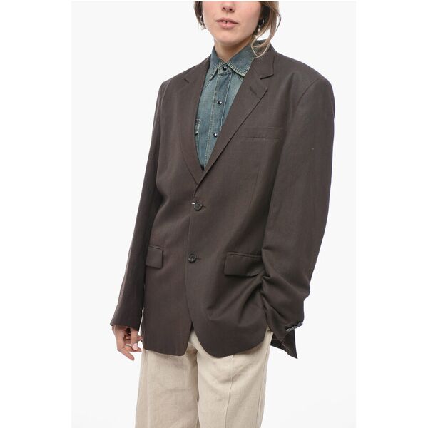 maison margiela mm1 blazer oversized in misto lino con rever classico taglia 40