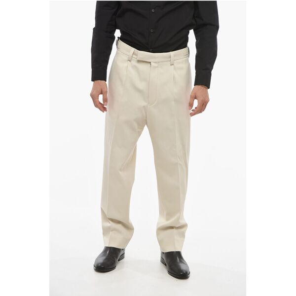 zegna pantaloni chino in misto cotone twill con martingale lateral taglia 50