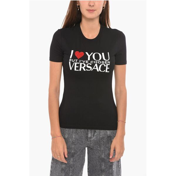 versace t-shirt stampata i love you a maniche corte taglia 40
