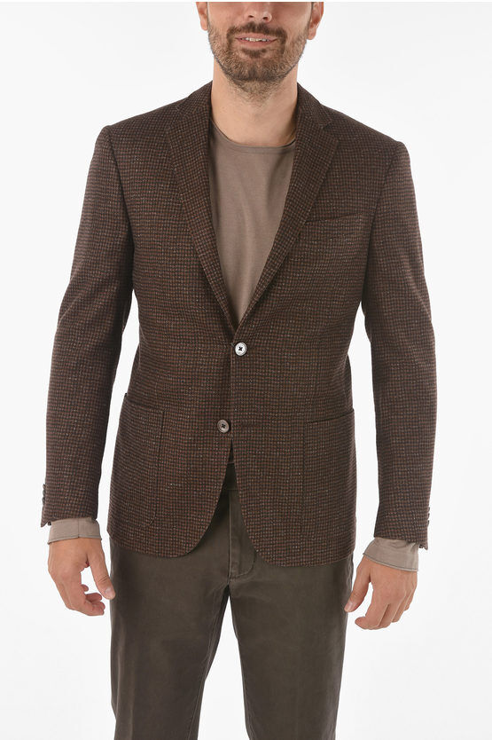 corneliani blazer academy soft in misto cashmere con motivo pied de pou taglia 52