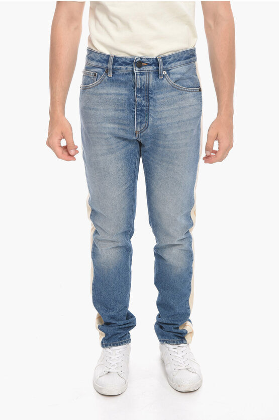palm angels jeans 5 tasche con bande laterali a contrasto 18cm taglia 32