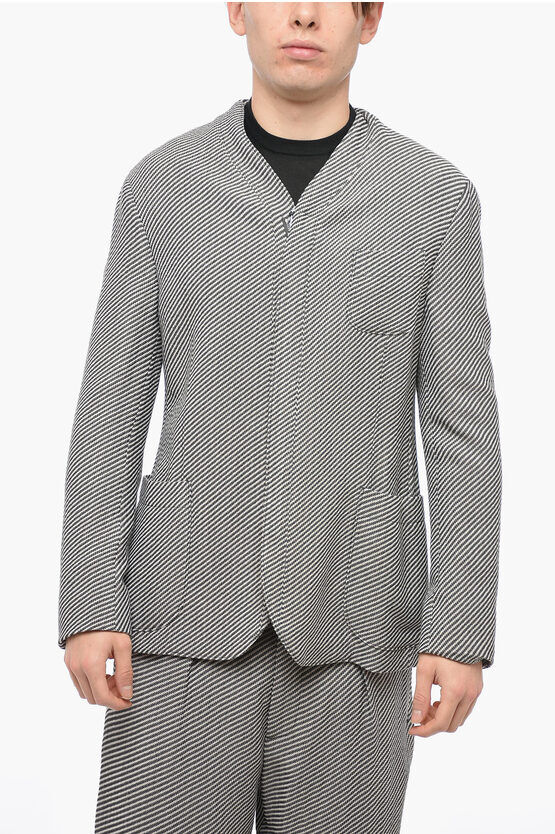 Armani Blazer Semifoderato con Zip e Fantasia a Righe taglia 52