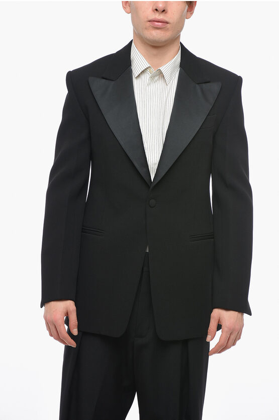 Salvatore Ferragamo Blazer Slim Fit in Lana con Rever a Lancia in Satin taglia 46