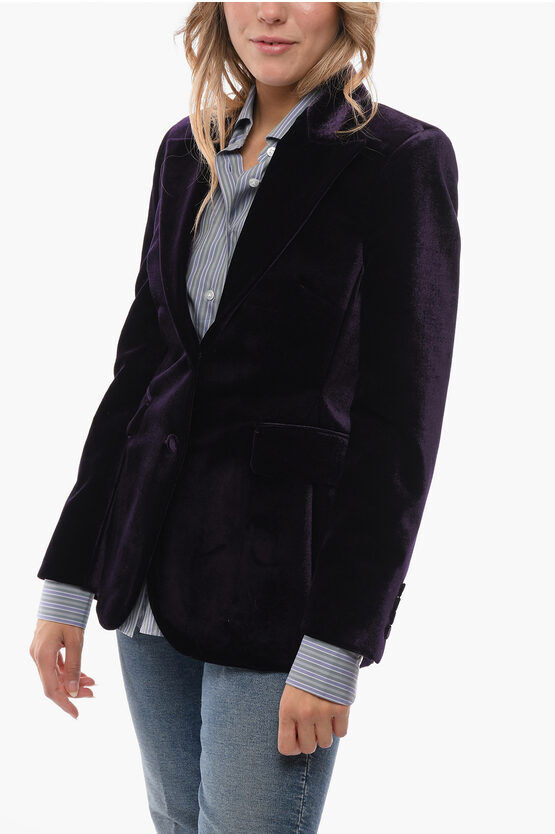 Ermanno Scervino Blazer Slim Fit in Velour con Tasche ad Aletta taglia 38