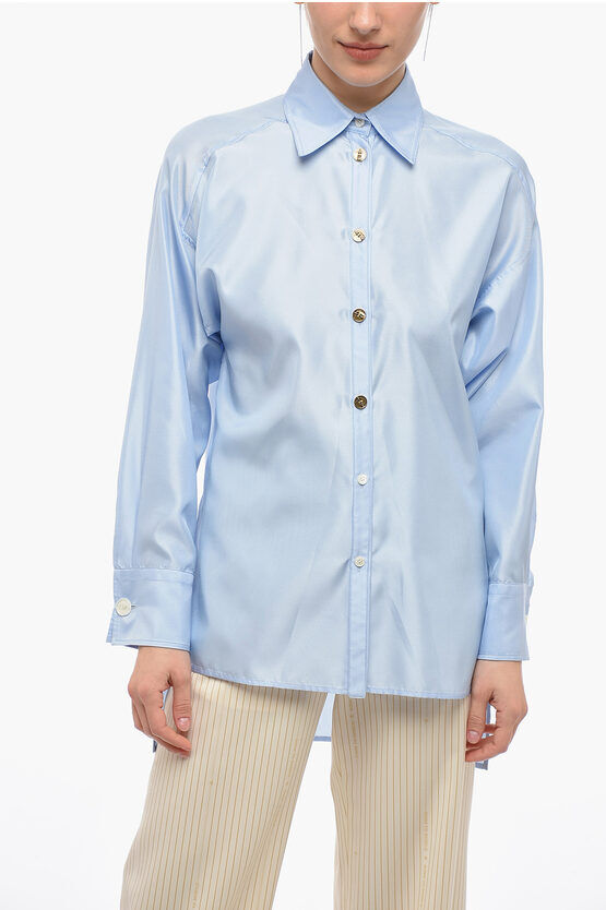 Salvatore Ferragamo Camicia Asimmetrica in Misto Seta taglia 38