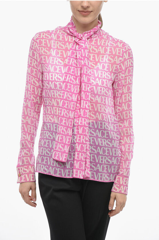 Versace Camicia in Seta Logata con Dettaglio da Allacciare taglia 42