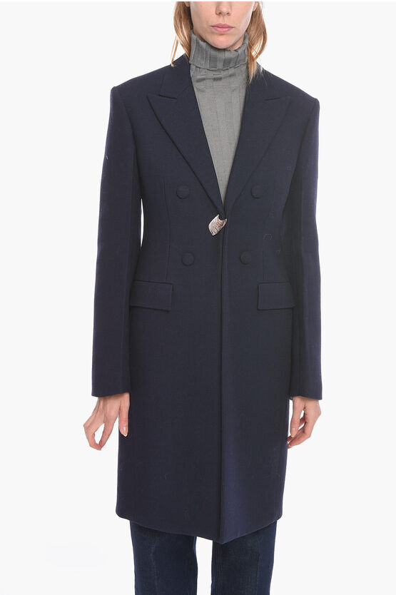 Jil Sander Cappotto Monopetto in Lana con Applicazione Metallica taglia 42