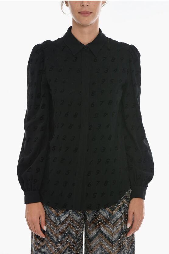 Moschino COUTURE! Camicia con Jacquard in Velour e Abbottonatura Nasc taglia 40