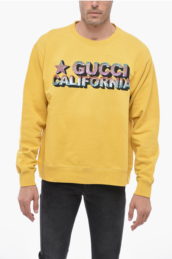 Gucci Felpa Girocollo CALIFORNIA con Ricamo Paillettato taglia M