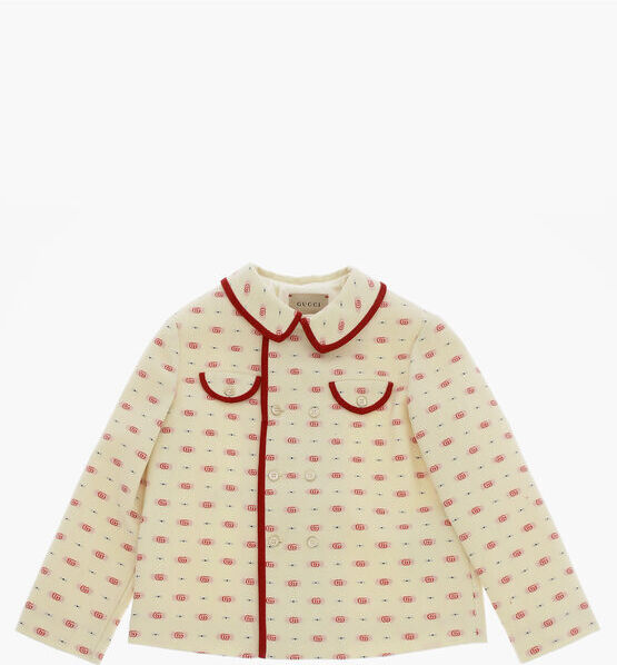 Gucci Giubbotto a Doppiopetto in Lana con Monogram All-Over taglia 24 M