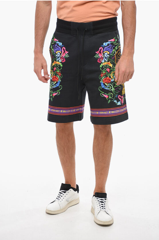 Versace JEANS COUTURE Shorts in Cotone GARDEN con Motivo Floreale taglia M