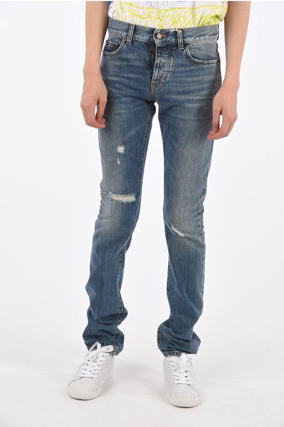 Saint Laurent Jeans Destroyed Slim Fit 15 cm taglia 30