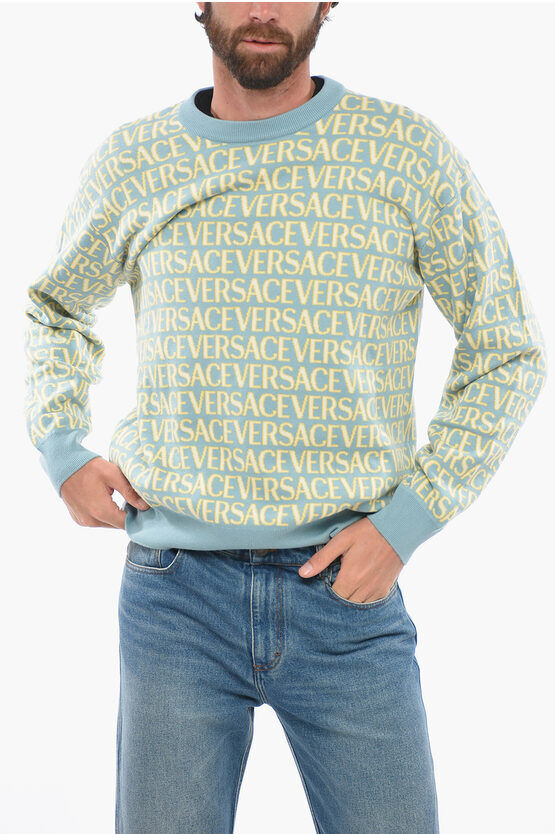 Versace Maglia Girocollo in Cotone Jacquard con Motivo Monogram taglia 54