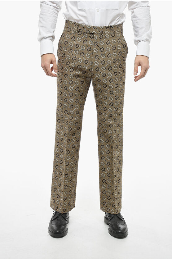 Gucci Pantaloni Chino in Misto Cotone con Motivo Monogram taglia 48