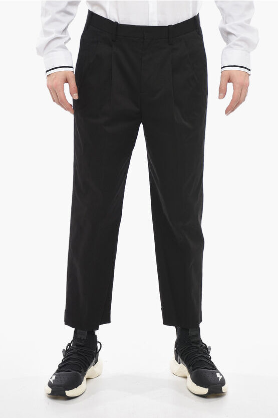 Neil Barrett Pantaloni in Twill di Cotone a 2 Pinces con Passanti taglia 44