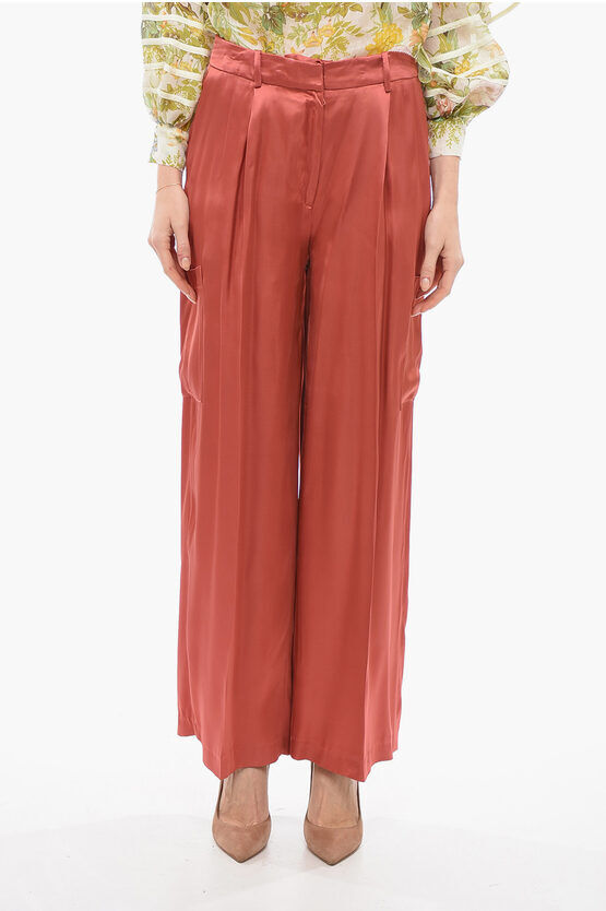 Studio Pantaloni Wide Leg in Satin a Una Pince taglia S