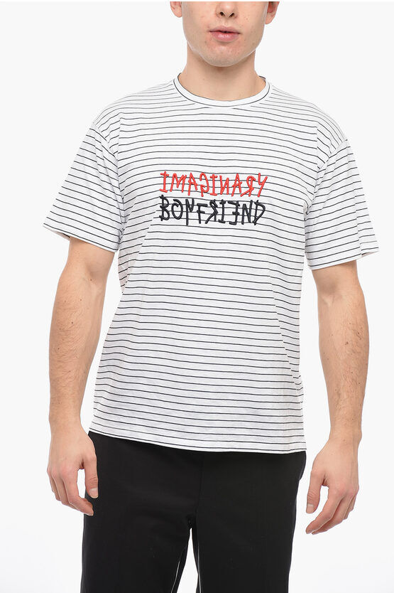 Neil Barrett T-Shirt Girocollo IMAGINARY BOYFRIEND a Righe taglia S