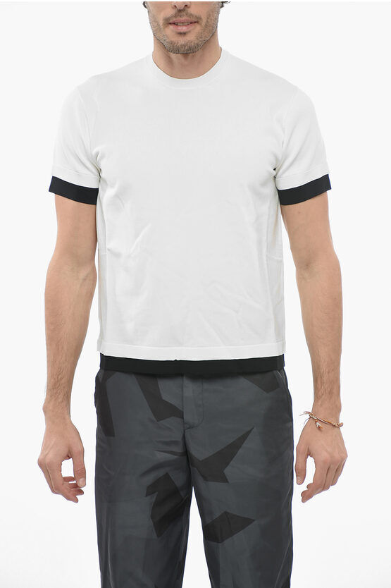 Neil Barrett T-Shirt Girocollo in Tessuto Tecnico con Bordi a Contrasto taglia Xs