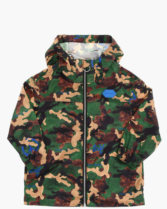 Off-White Kids Giacca a Vento Motivo Camouflage con Stampa a Contrasto taglia 4 A