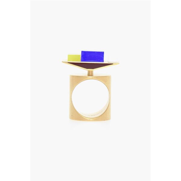 maison margiela mm11 anello in ottone con dettagli multicolor taglia m