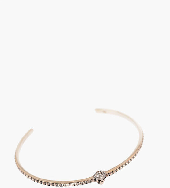 Alexander McQueen Bracciale in Ottone con Teschio Impreziosito da Strass taglia S