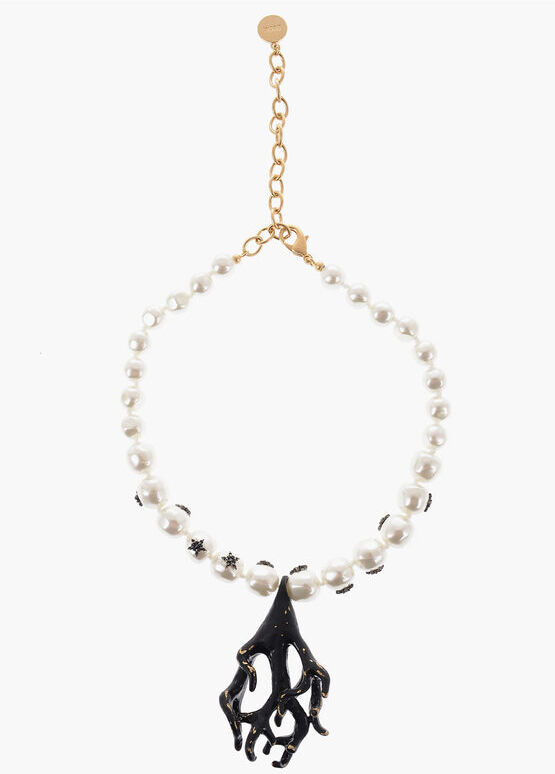 Christian Dior Collana Choker in Perle con Pendente taglia Unica