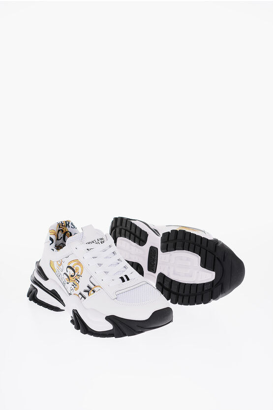 Versace JEANS COUTURE Sneakers Basse In Pelle con Dettaglio Barocco taglia 44