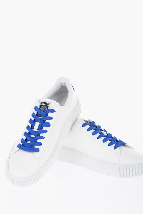 Versace Sneakers Low-Top COLLEGE In Pelle Con logo Ricamato taglia 44