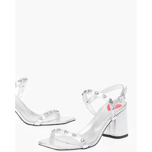 Moschino LOVE Sandali con Tacco Spesso in Pelle Laminata con Borchie taglia 35